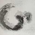 Cuddle_ Sumi-ink art, Bokusho-style, Handmade Brush from Nature on Canvas_ Height 40.5cm x Wide 51cm_ €3500