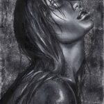 Luna-Shower_ acrylic and silver leaf_ 76cmX50cm_ €750