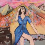 Zourouni _mixed media technique using acrylic paint, charcoal, oil crayons and pastels and pen on canvas_ 125 x 120 cm,_1600 euros